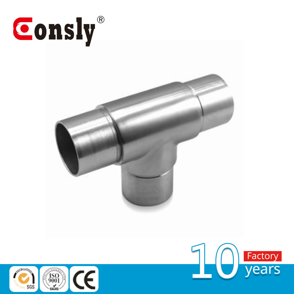 Three way stainless steel flush angles/handrail elbow