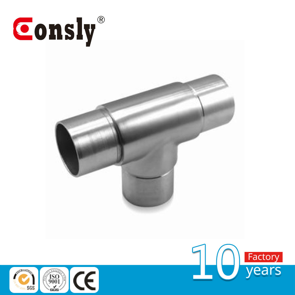 Three way stainless steel flush angles/handrail elbow